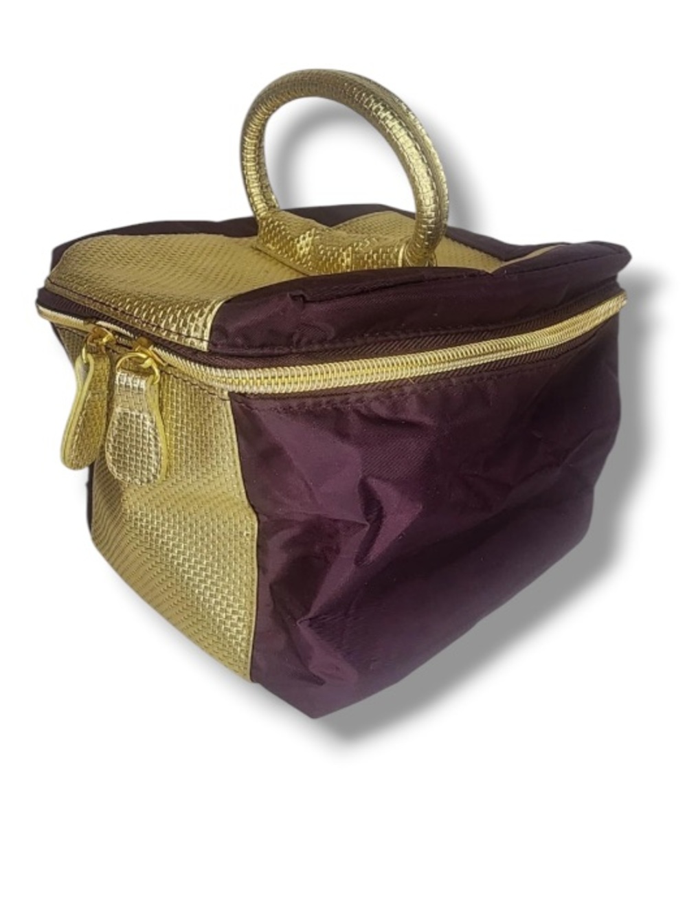 Avon Women’s Toiletry Makeup Travel Cosmetics Bag Gold Purple Case F3250741